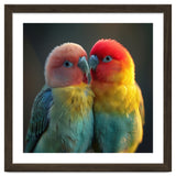 Lovebirds Perched Together Vivid Colors thumbnail