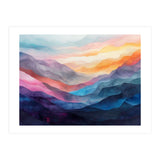 Vibrant Abstract Watercolor Mountain Landscape (Print Only) thumbnail