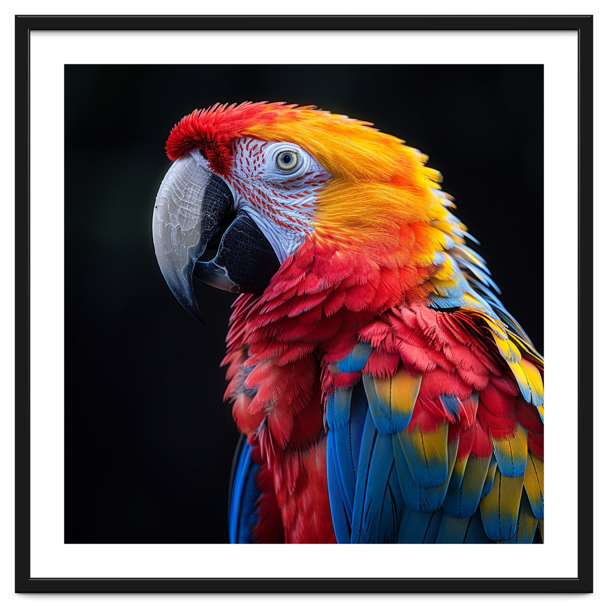 Scarlet Macaw Parrot Vibrant Plumage Close Up