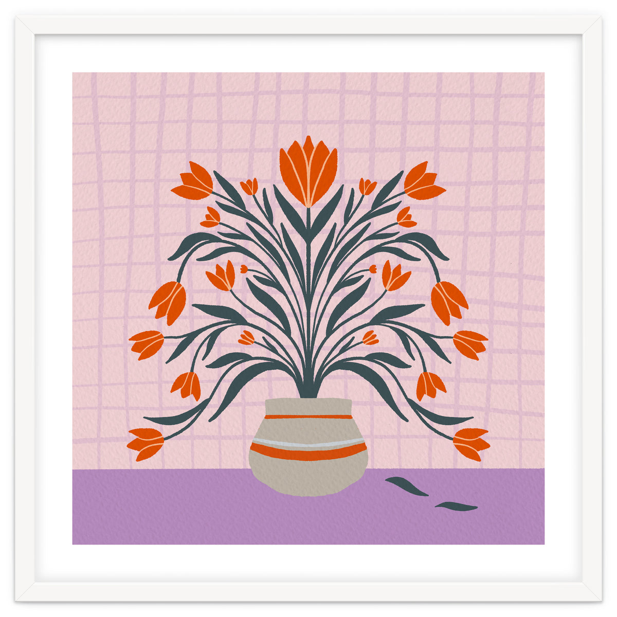 Tulips in a vase - orange and violet