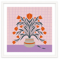 Tulips in a vase - orange and violet