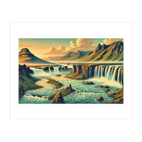 Vintage Iceland, Landscape Poster (Print Only)