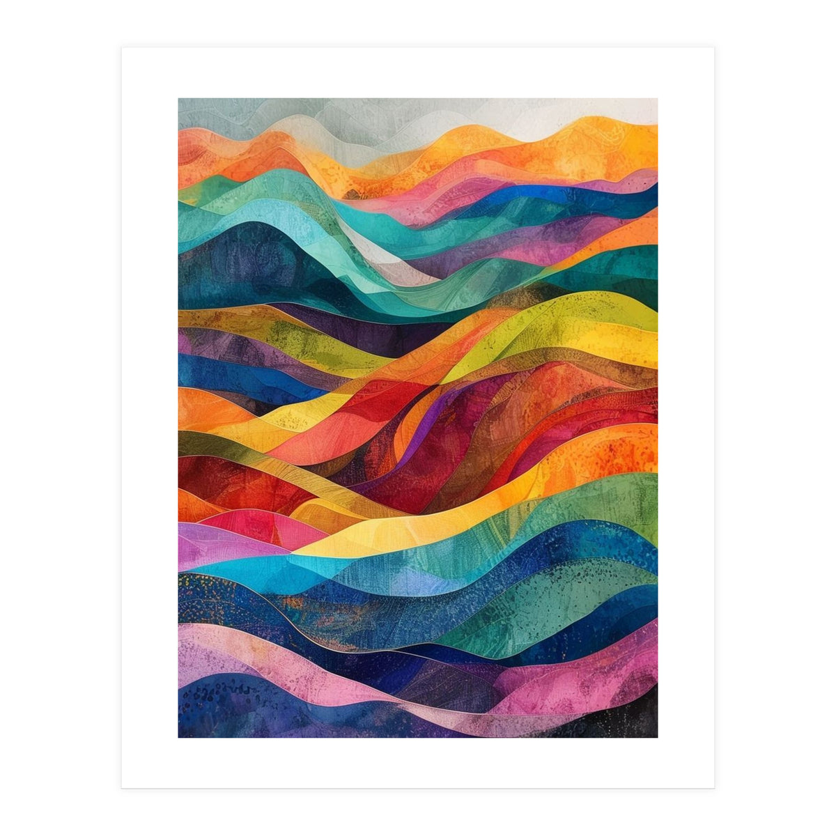 Vibrant Abstract Ribbon Landscape Art (Print Only)