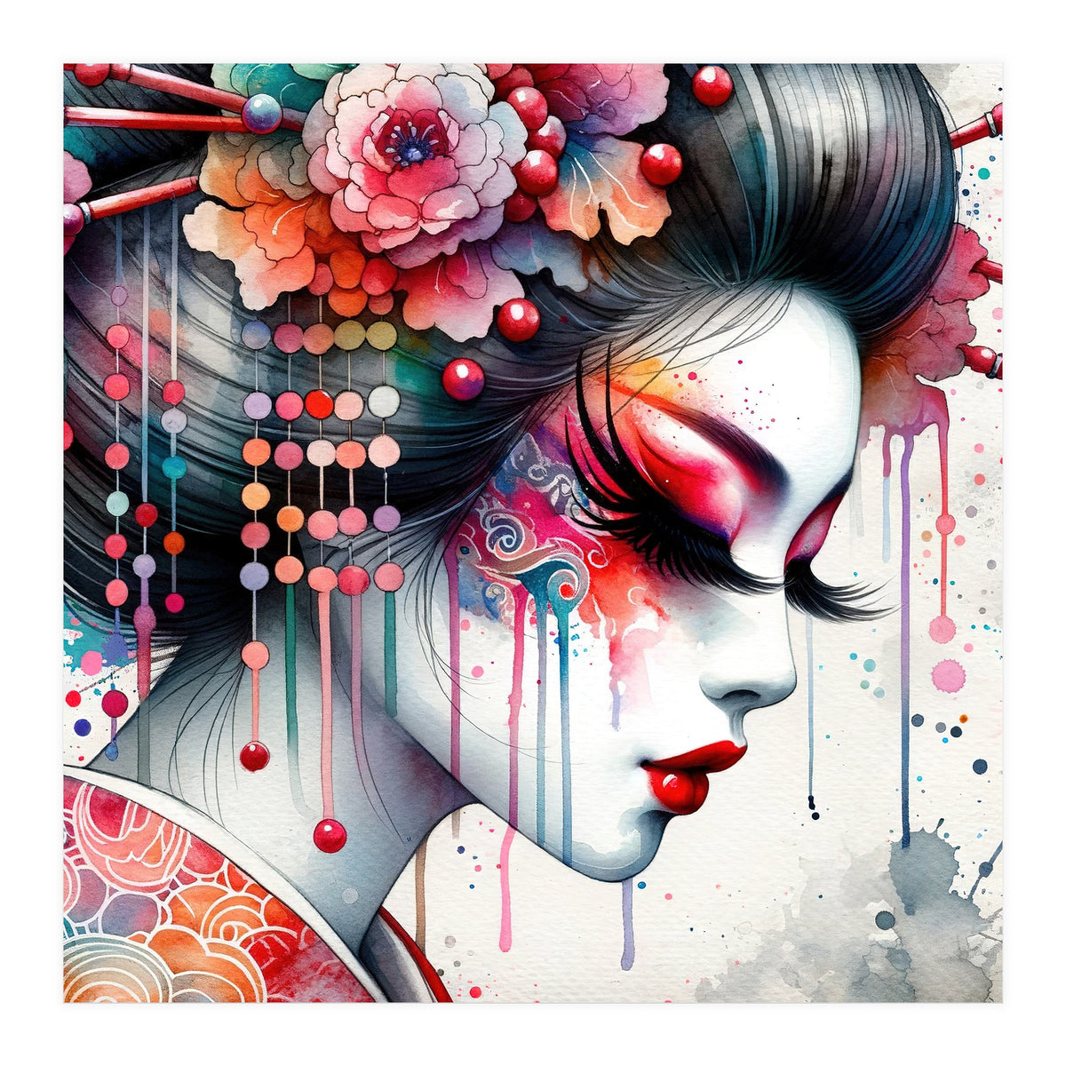Ornate Bloom Modern Geisha (Print Only)