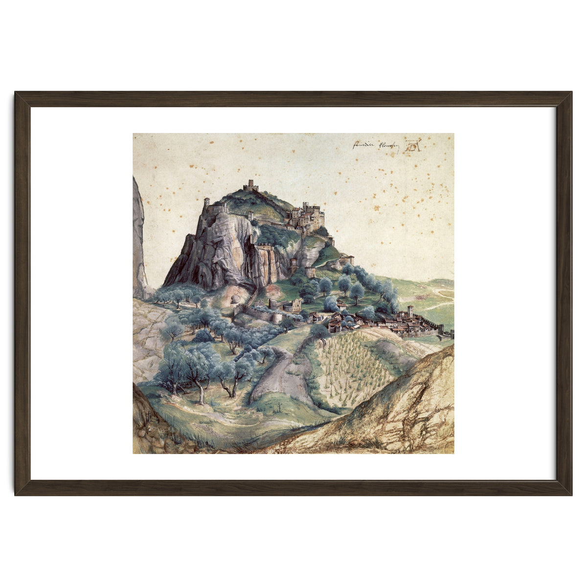 'Castle and Town of Arco', 1495, Watercolour on paper, 22,3 x 22,3 cm.