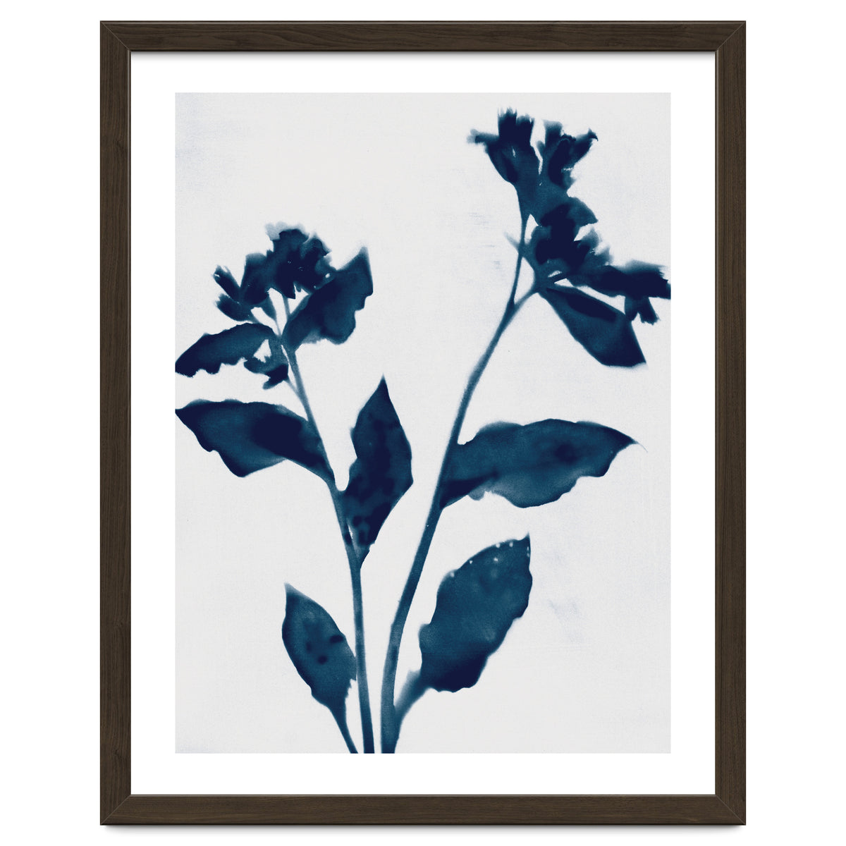 Indigo Blue Flower Silhouette 2