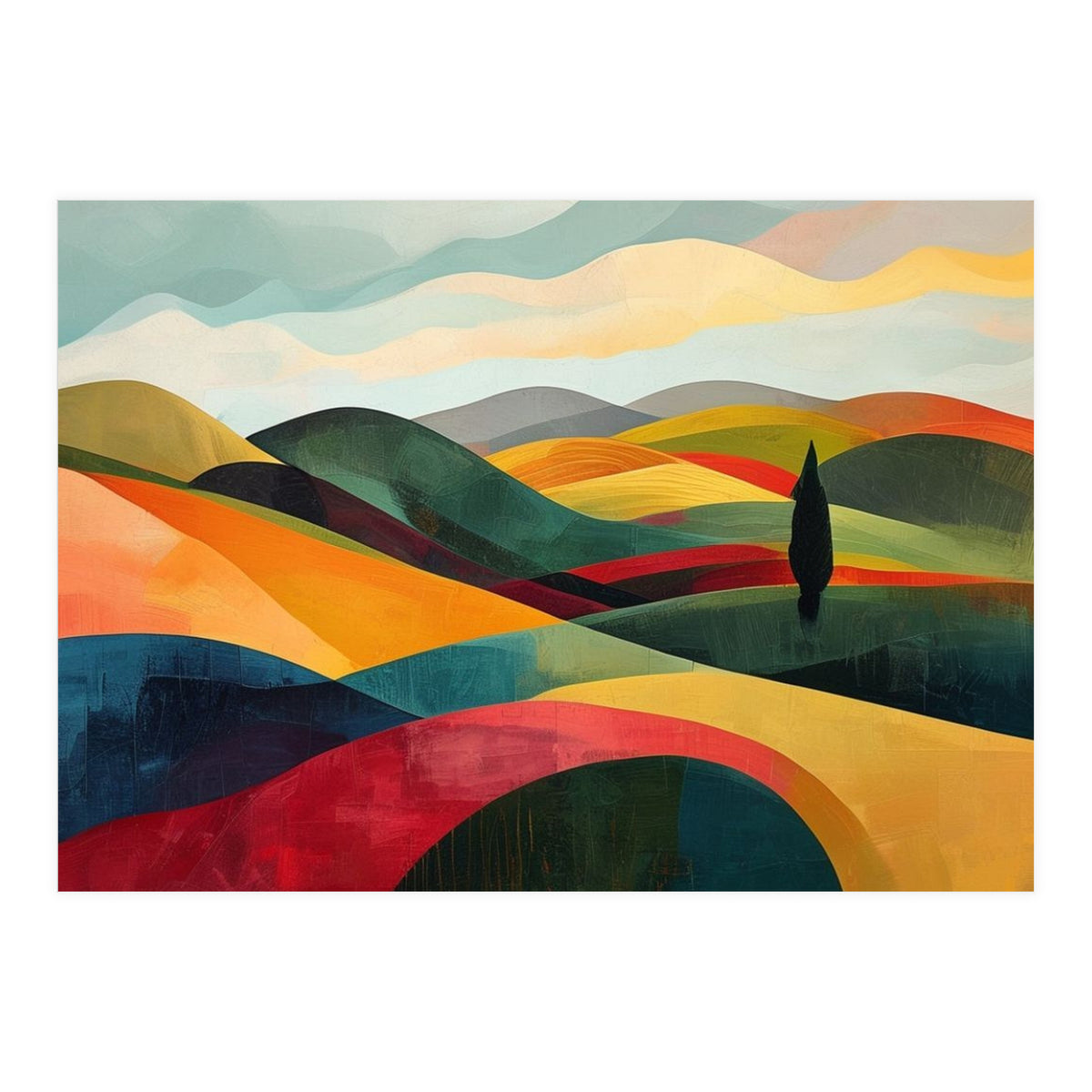 Abstract Tuscan Hills Landscape Painting (Print Only)