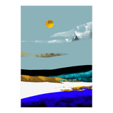 Duality & Intention, Abstract Nature Landscape Adventure Painting, Travel Mountains Sun Sky Scandinavian Clouds (Print Only) thumbnail