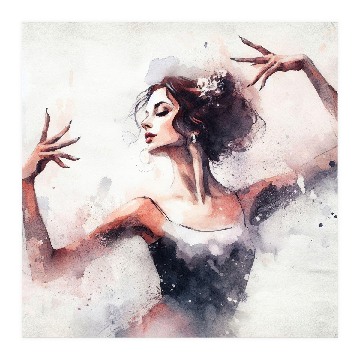 Elegant Ballet Dancer Portrait In Motion (Print Only)