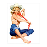 Pinup Texas Girl With White Cowboy Hat (Print Only) thumbnail