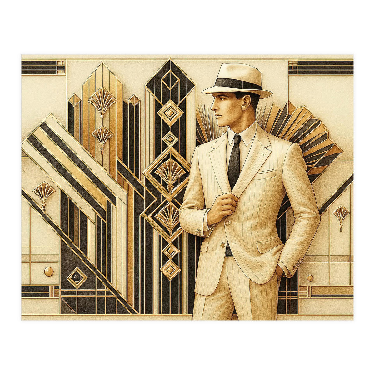 Gatsby Gentleman Art Deco Scene (Print Only)