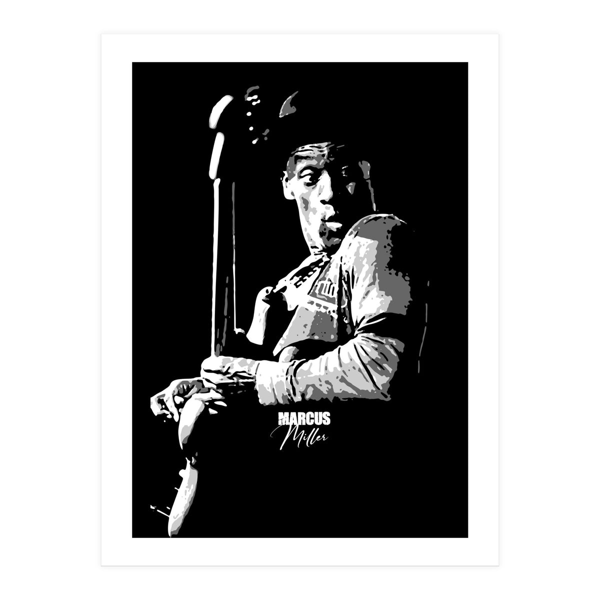 Marcus Miller American Music Legend in Grayscale (Print Only)