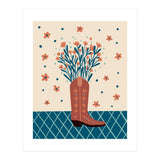 Mocha Cowboy boot with flowers (Print Only) thumbnail