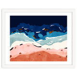 Ocean Heart, Abstract Sea Waves, Tropical Travel Watercolor Painting, Eclectic Bohemian Beach Nature thumbnail