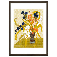 Floral Contemporary Still Life Mustard Yellow