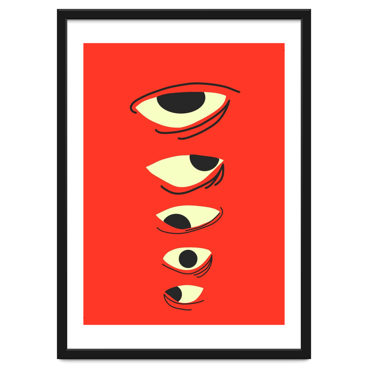 Abstract Eyes on Red Background