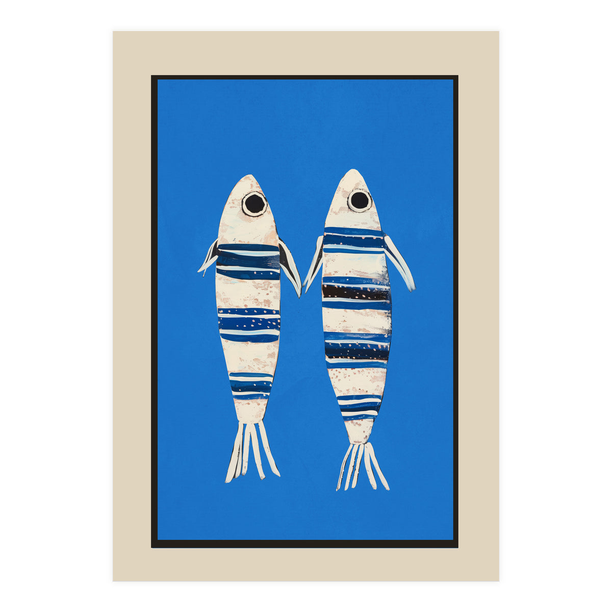 Minimal Fish On Blue (Print Only)