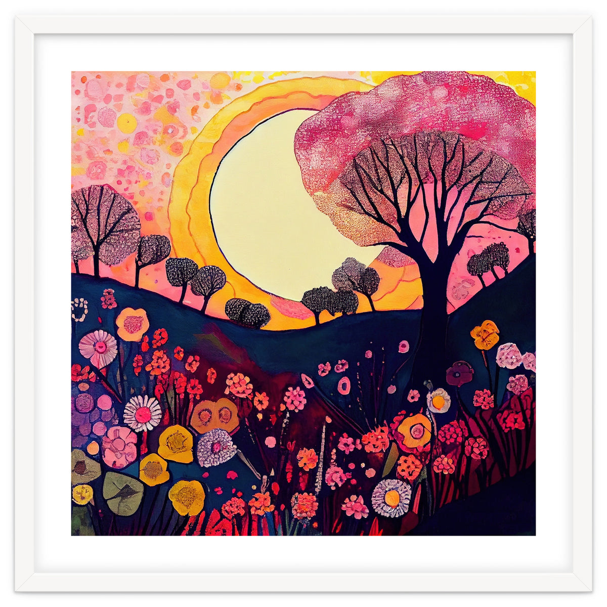 Folk Sunset Over Floral Hills