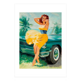 Pinup Girl Posing In Front Of The Car (Print Only) thumbnail