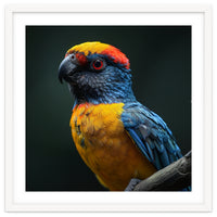 Close Up Colorful Parrot Perched On A Branch