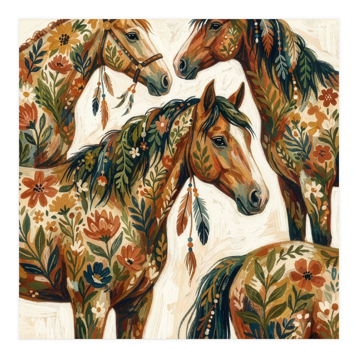 Rustic Horse Blossoms (Print Only)