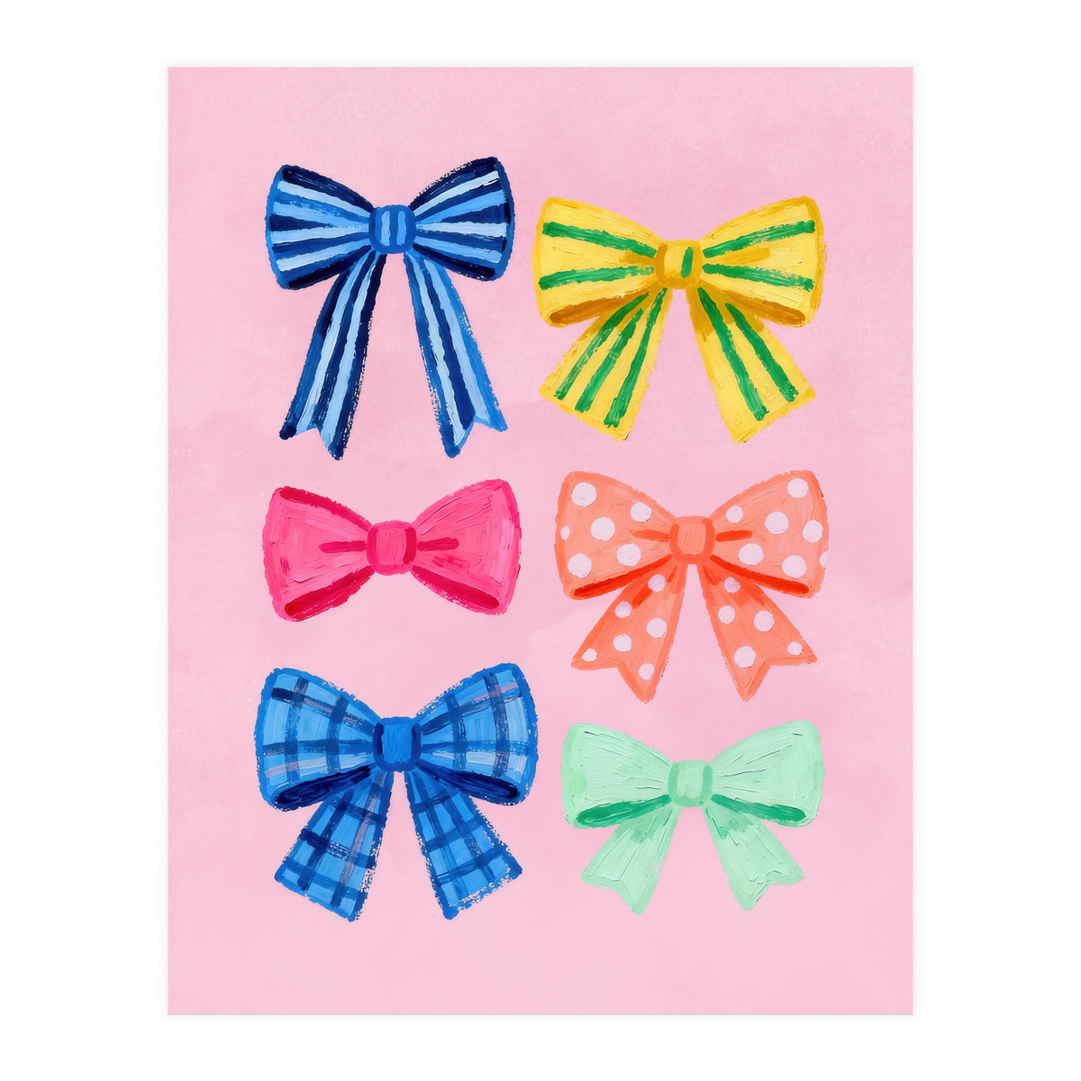 Colorful Ribbon Bows ties Illustration (Print Only)