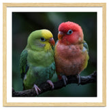 Two Lovebirds Sitting Together On A Branch thumbnail