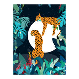 Over The Moon, Leopard In Love, Jungle Wildlife Tropical Tiger Botanical, Nature Cat Dark Animals (Print Only) thumbnail