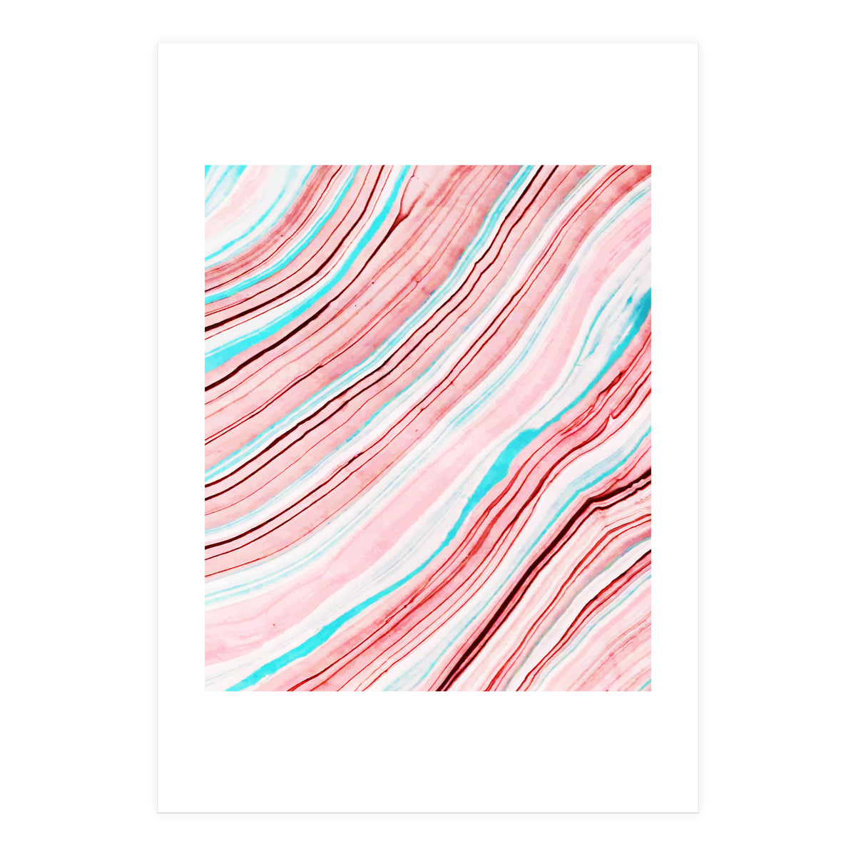 Between the Lines, Pastel Watercolor Abstract Painting, Subtle Neutral Minimal Illustration (Print Only)