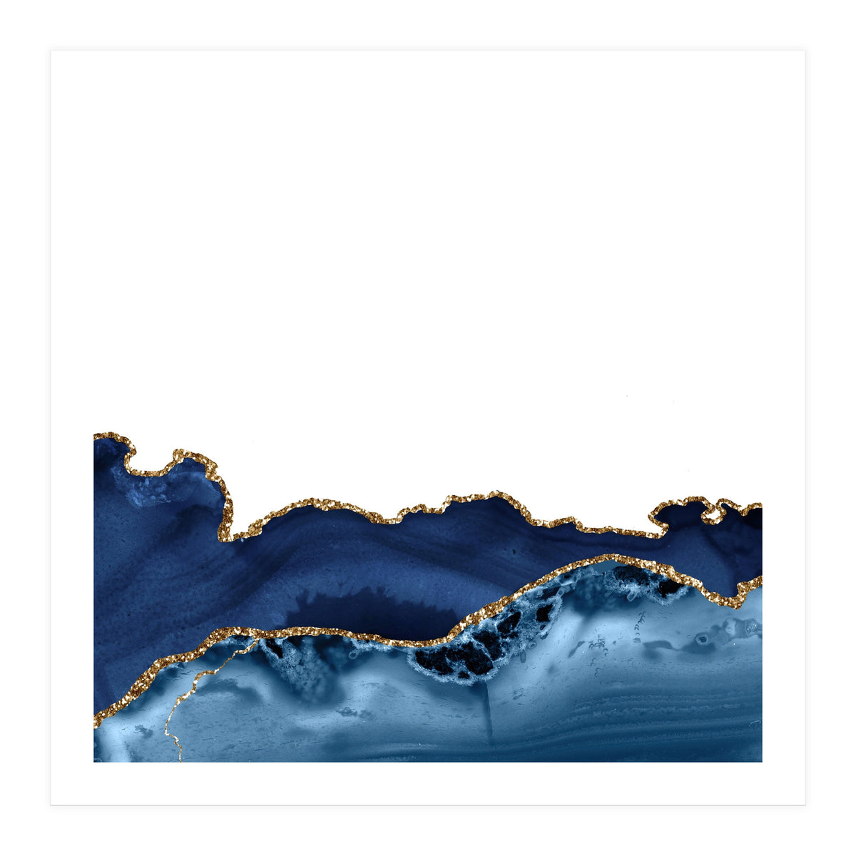 Navy & Gold Agate Texture 26  (Print Only)