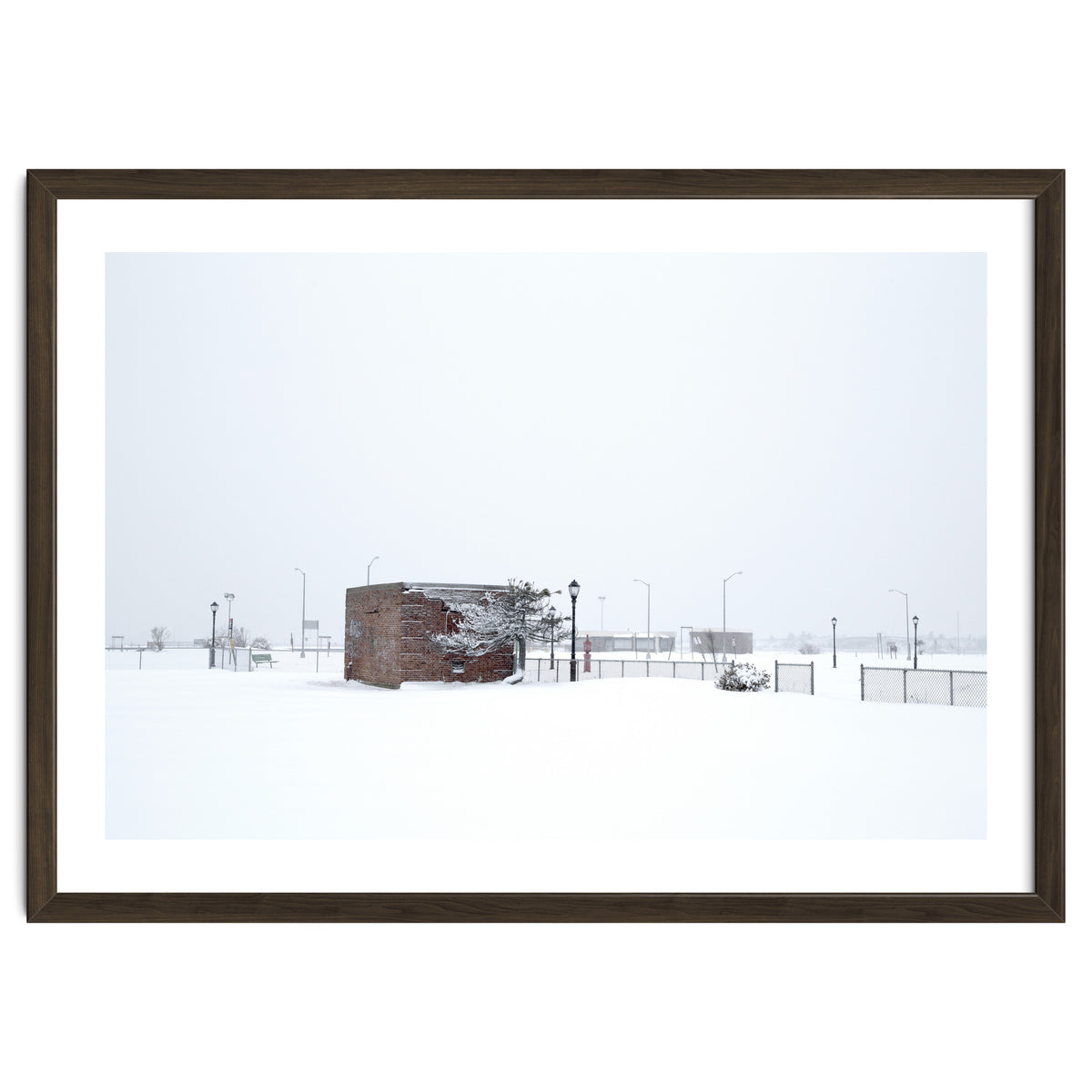 Barn in the winter snowscape