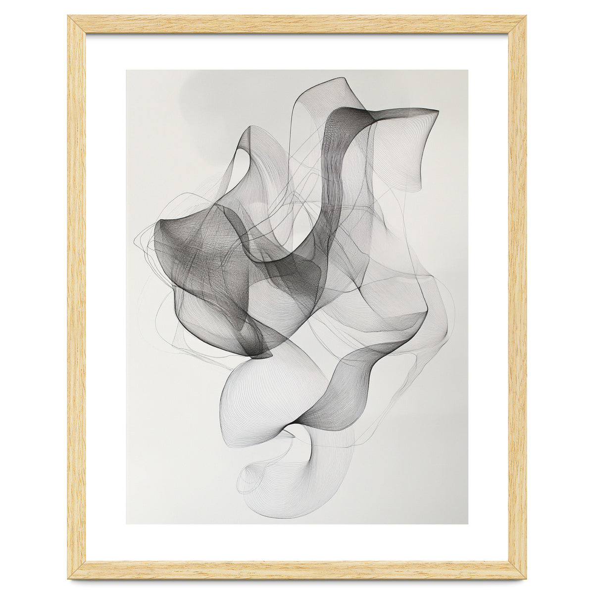 Abstract Black And White Swirling Lines Art
