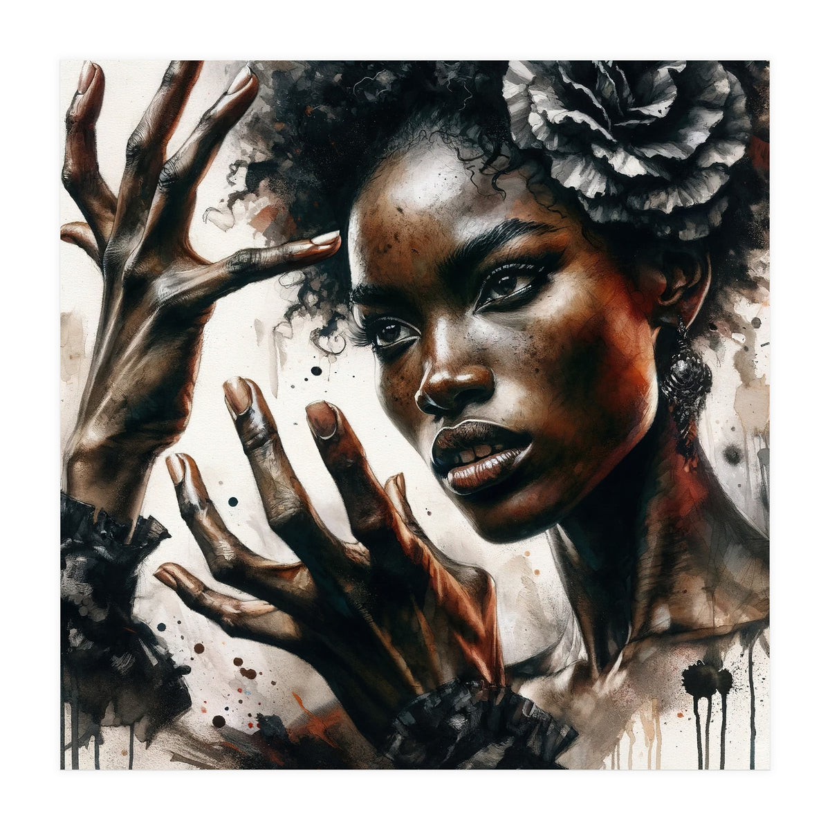 Noir Flamenco Hands Portrait (Print Only)