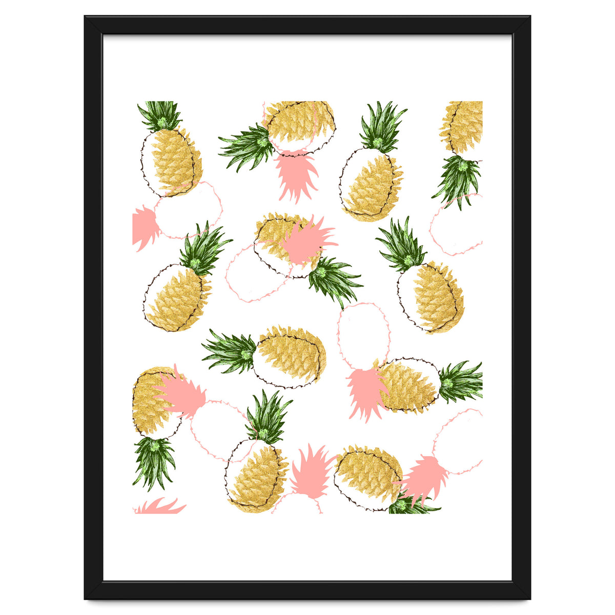 Pineapples & Pine Cones, Eclectic Tropical Nature Illustration, Quirky Fun Fruit Food Graphic Design