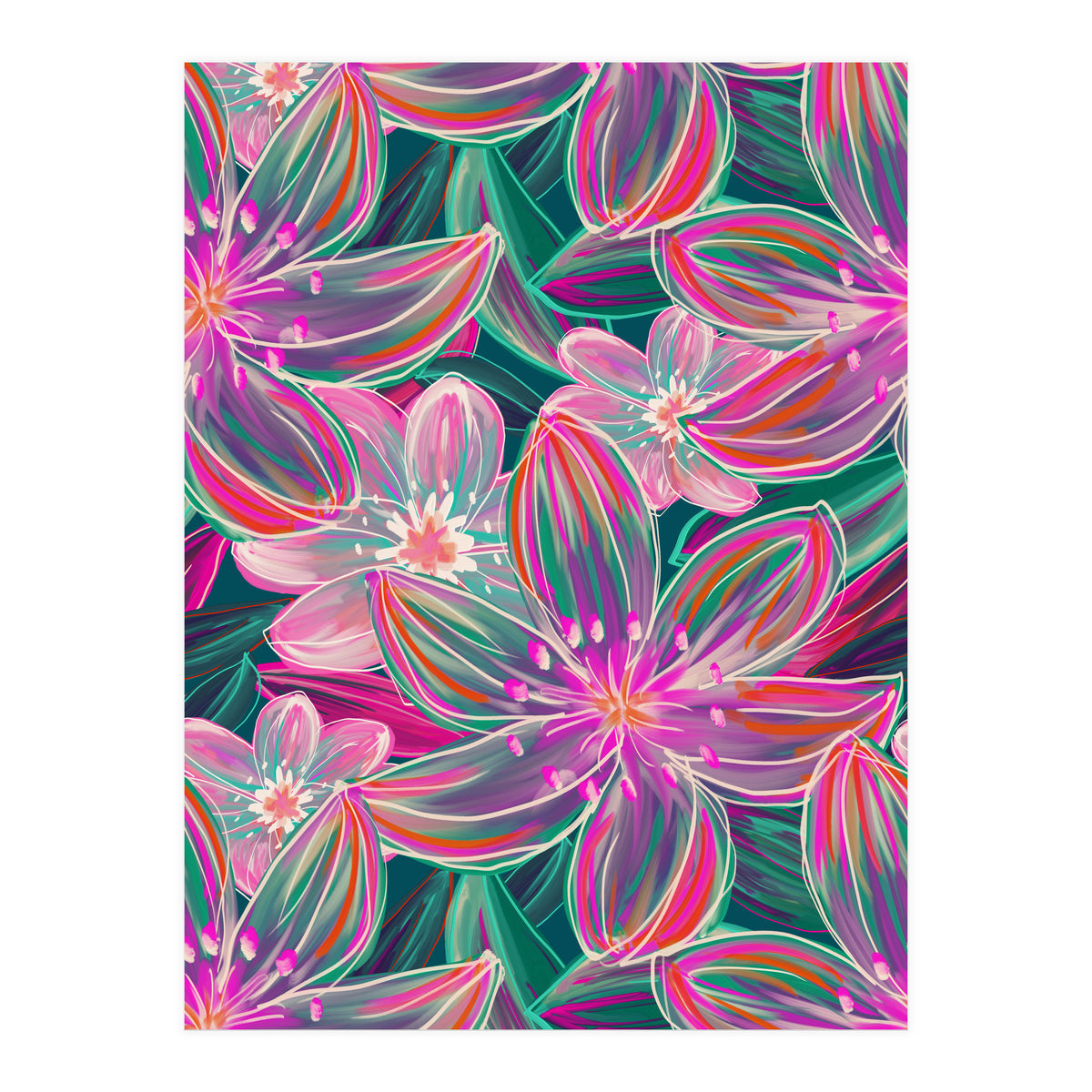 Fluo Bloom Purple & Emerald (Print Only)
