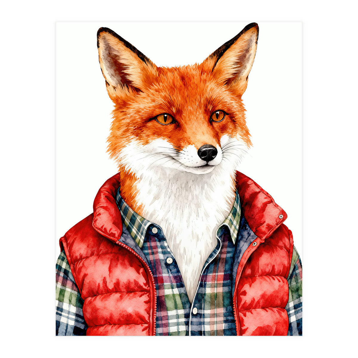 Dapper Fox Portrait Puffer Wild Fashion  (Print Only)