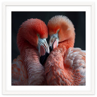 Two Flamingos Together Showing Affection