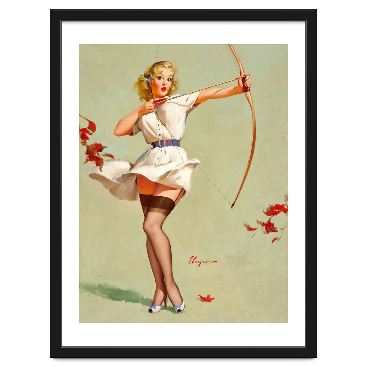 Pinup Sexy Girl Playing A Cupid