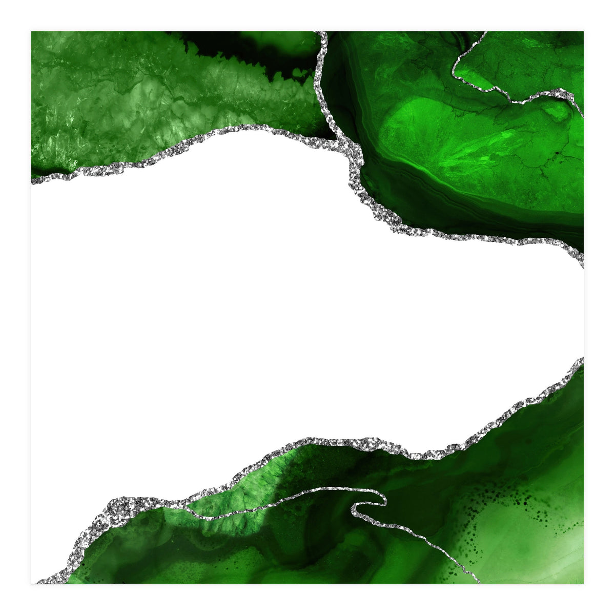 Green & Silver Agate Texture 11  (Print Only)