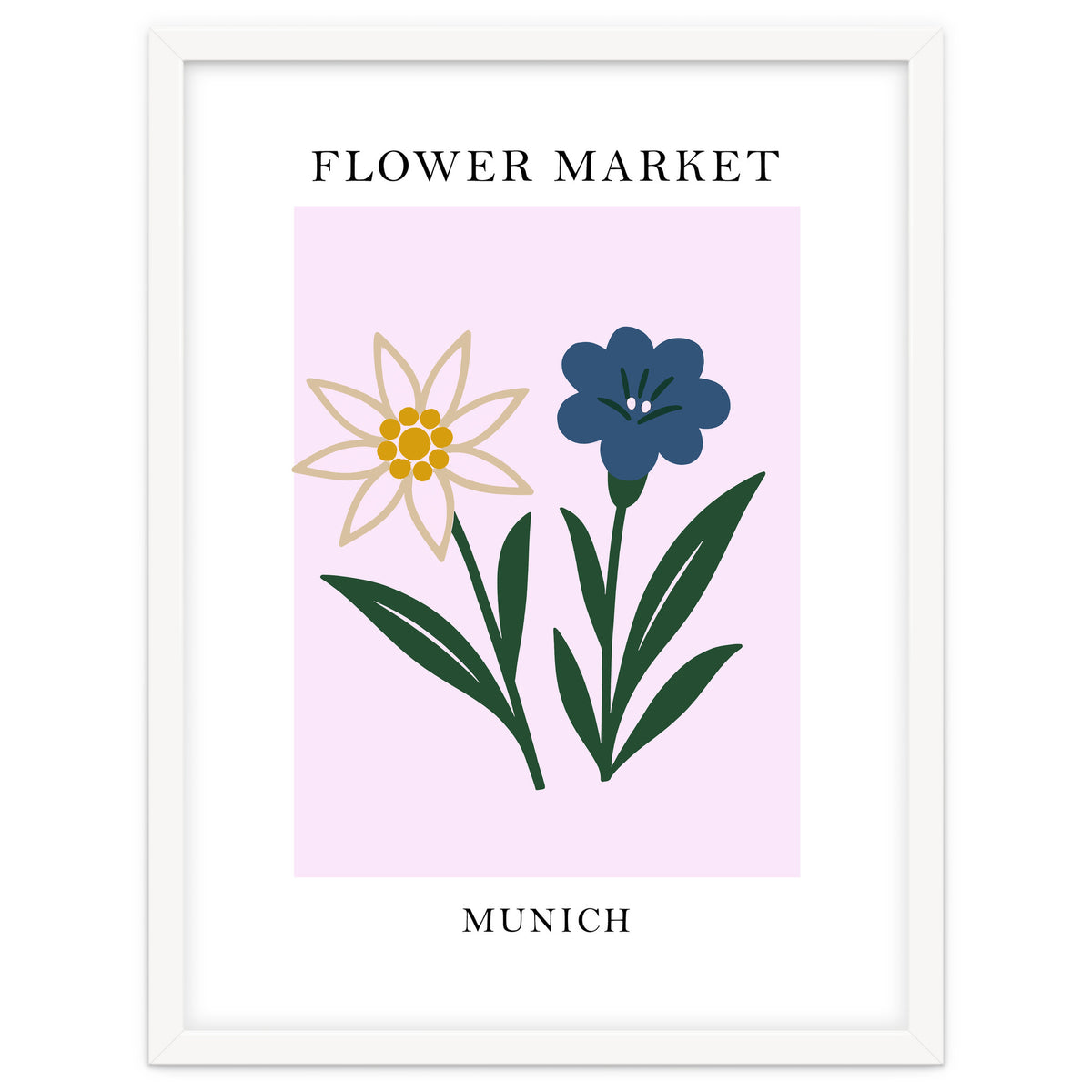 Munich Flower Market - Minimalist Edelweiss Botanical Print