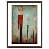 CITY HEIGHTS, three human-like forms of differing heights loom over the city below. thumbnail