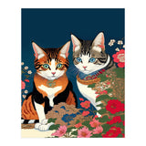 The Perfect Companion, Cute Cats Japanese Pets, Whimsical Animals Cat Vintage Love Friends Together (Print Only) thumbnail