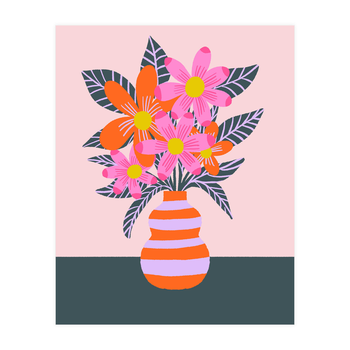 Colorful Flowers In a Vase (Print Only)