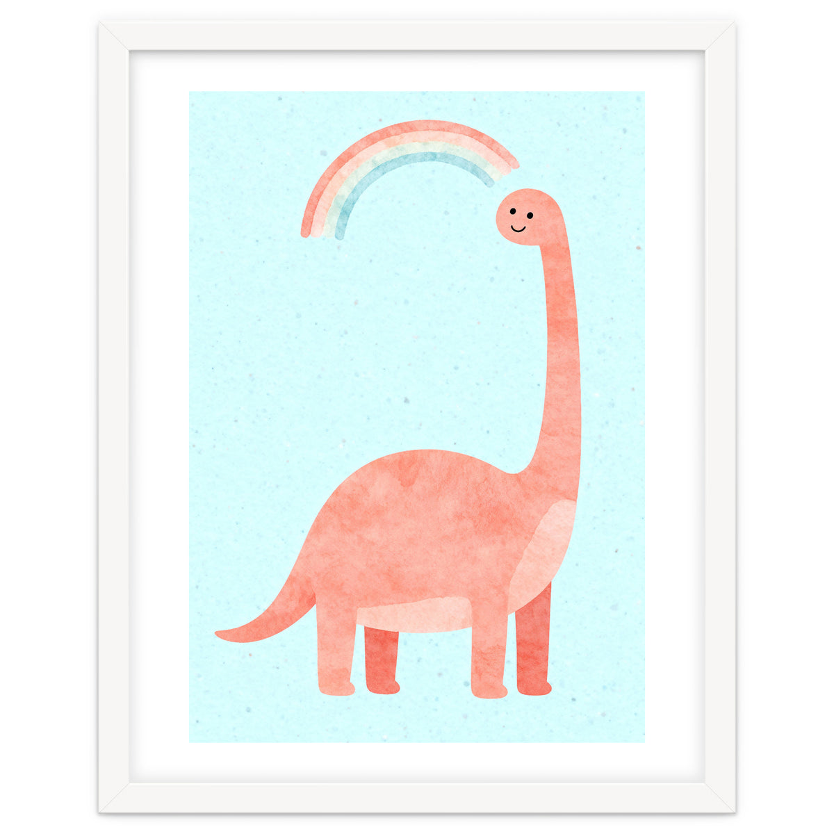 Rainbow Dinosaur Nursery Art, Cute diplodocus Watercolor, Pink Dino Illustration