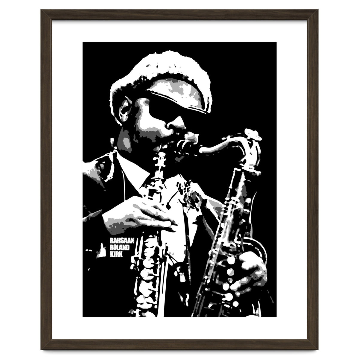 Rahsaan Roland Kirk American Jazz Multi-Instrumentalist in Grayscale 2