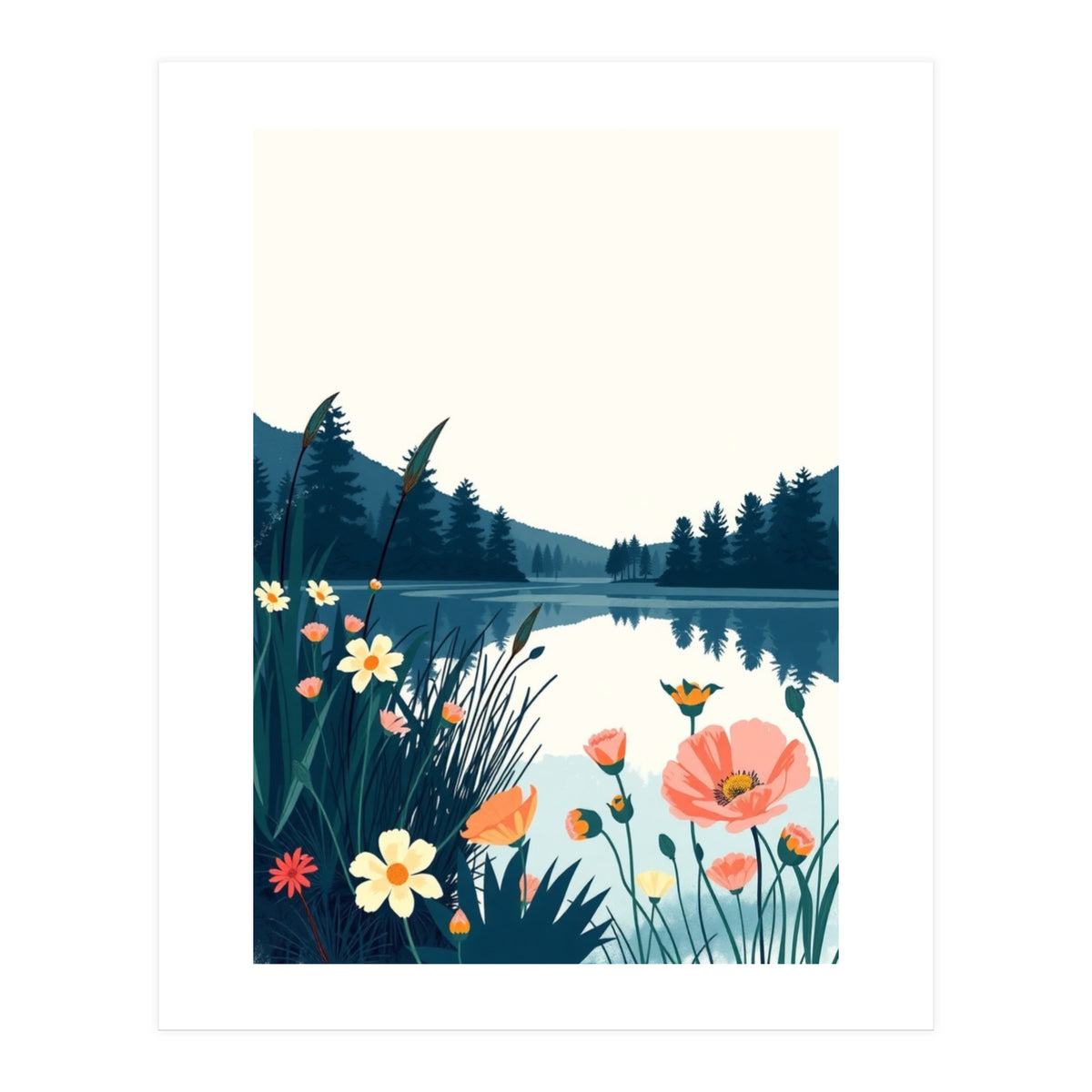 Nature Lake Calm Botanical (Print Only)