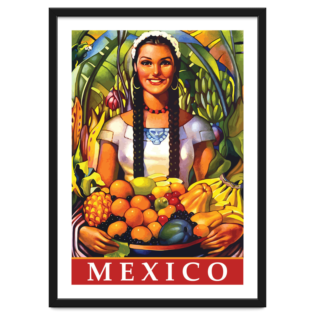 Mexico, Woman With Fruit Basket