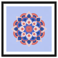 Mandala flower - blue and coral