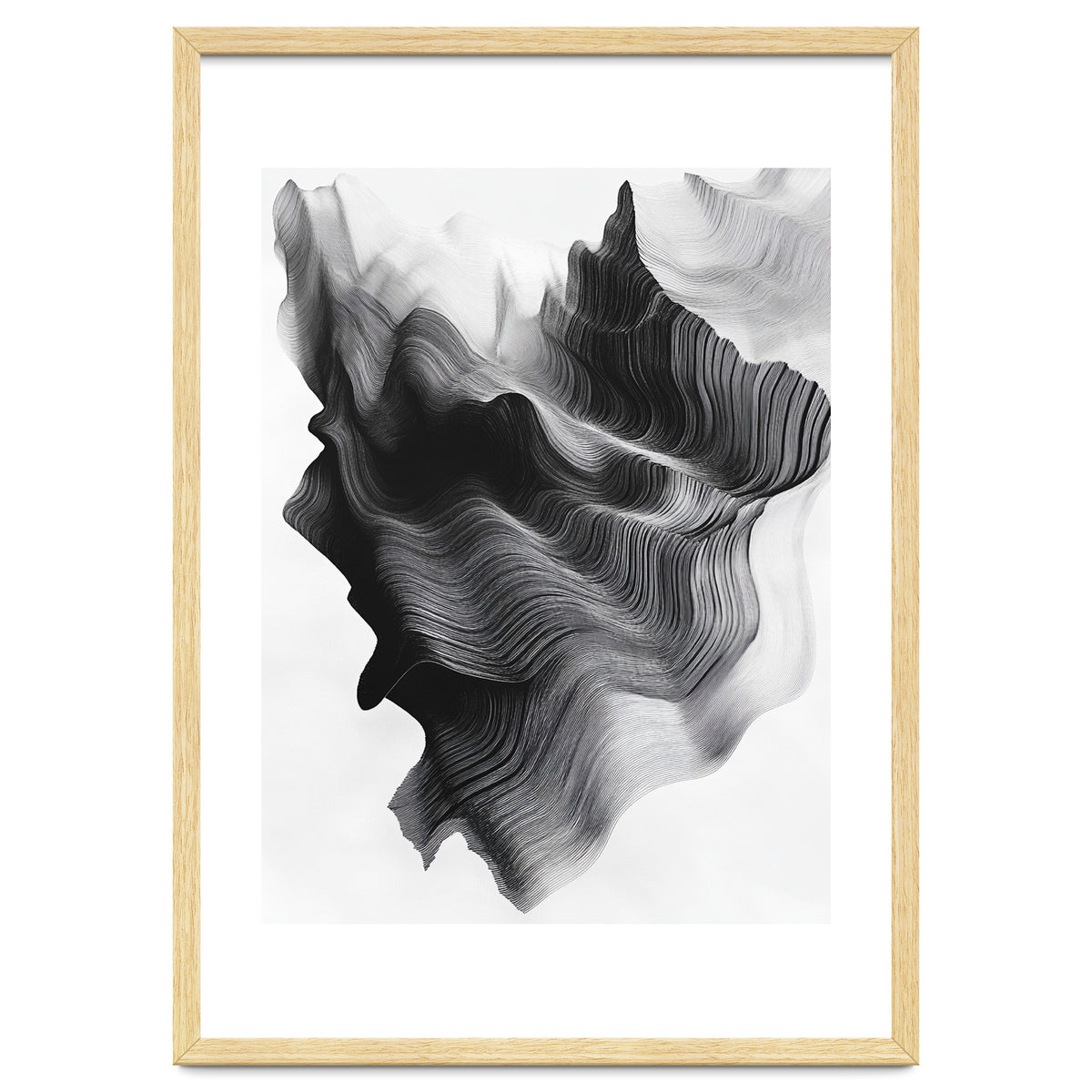 Abstract Black And White Wavy Lines Forming Organic Shapes