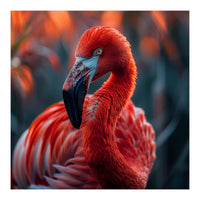 Vibrant Flamingo Close Up Portrait Outdoor Nature (Print Only)